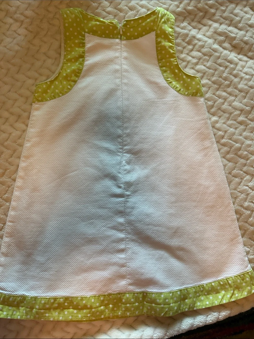 Gymboree White Dress with Green Trim and Yellow Daisy Accent